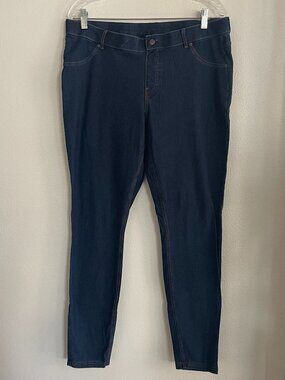 HUE Women’s XL Dark Wash Denim Jeggings Skinny Stretch Jeans